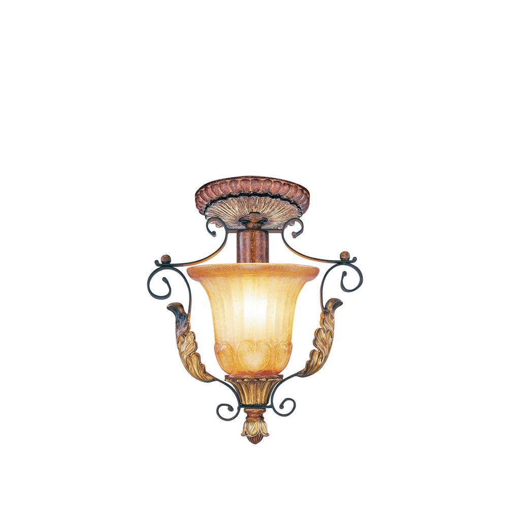 Livex Lighting 8578-63 Villa Verona Ceiling Mount in Verona Bronze with Aged Gold Leaf Accents 